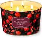 HomeLights Soy Wax Candles for Home Scented, 4-Wick Candles in Blackcherry Merlot Scented, Aromatherapy Candles Gift for Parties, Relaxing, Eclectic Mixed Styles, 18oz