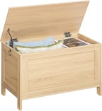 HOOBRO Toy Box, Retro Wooden Look Storage Chest with Safety Hinge, Entryway Storage Bench Supports 220 lb, 29.9 x 15.7 x 18.9 Inches Toy Chest Organizer, Easy Assembly (Natural) NL75CW01G1