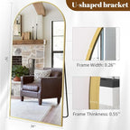 Koonmi 34"x76" Arched Full Length Mirror, Gold Large Floor Mirror with Aluminum Alloy Frame, Standing, Hanging or Leaning Wall-Mounted Vanity Mirror for Living Room and Bedroom