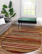 Unique Loom Barista Collection Area Rug - Icatu (4' 1" x 6' 1" Oval, Beige/Brown)
