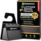 MaxGuard Clothes Moth Traps (12+2 Free Traps) Extra Strength Pheromones | Non-Toxic Sticky Glue Trap for Closets and Carpet Moths | No Mothballs | Lure, Trap and Kill Case-Bearing Webbing Moths |