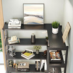 6-Shelf Corner Bookshelf, Vintage Industrial Corner Shelf Etagere Bookcase, Large Book Shelf with Metal Frame Open Storage Corner Cabinet (Black-Lockers)