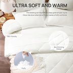 Love's cabin Twin XL Comforter Set Ivory, 5 Pieces Twin XL Bed in a Bag, All Season Bedding Sets with 1 Comforter, 1 Flat Sheet, 1 Fitted Sheet, 1 Pillowcase and 1 Pillow Sham