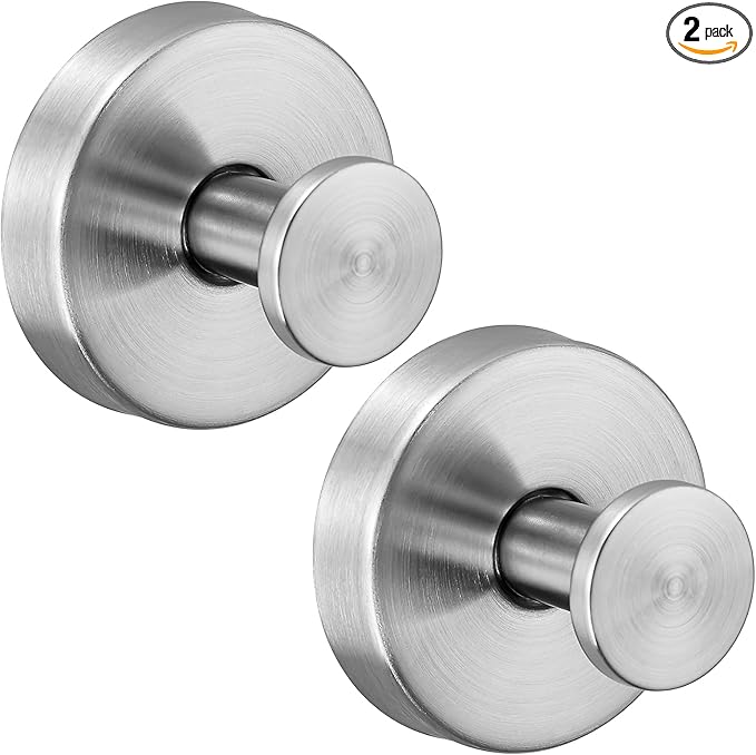 Reusable Heavy Duty Suction Cup Hooks for Kitchen/Bathroom/Shower - Wet-Proof Hooks for Towels, Robes, Loofah&Wreaths/No Drill Mounting on Glass, Tile, Metal (2, Brushed Nickel)