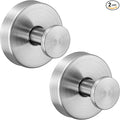 Reusable Heavy Duty Suction Cup Hooks for Kitchen/Bathroom/Shower - Wet-Proof Hooks for Towels, Robes, Loofah&Wreaths/No Drill Mounting on Glass, Tile, Metal (2, Brushed Nickel)