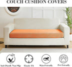 Couch Covers for 2 Cushion Sofa Pet Friendly Couch Cushion Covers Universal Sofa Covers Washable Stretch Slipcovers for Sectional Sofa (Texture Orange,Large Double Seat Cover)