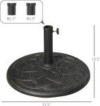 Outsunny 22" 42 lbs Round Resin Umbrella Base Stand Market Parasol Holder with Beautiful Decorative Pattern & Easy Setup, for Φ1.5, Φ1.89 Pole, for Lawn, Deck, Backyard, Garden, Bronze