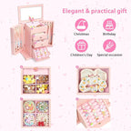 Emfogo Musical Jewelry Box for Girls, Large Kid Music Box with Ballerina for Birthday Bedroom Decor, 5 Layer Girl Jewelry Gifts for Girls Kids - Pink