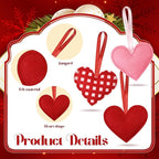 Syhood 12 Pcs Valentine's Day Felt Heart Ornaments Hanging Tree Decor for Wedding, Anniversary, Christmas Party Supplies, Winter Home Decorations(Pink and Red,Classic Style)