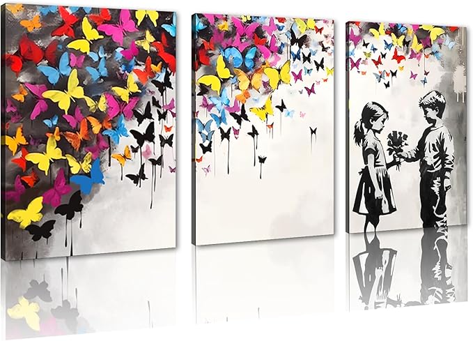 Novatique Banksy Wall Art Pop Art Wall Decor Street Art Posters Decor Graffiti Abstract Canvas Wall Art for Teen Boy and Girl Bedroom Living Room,20" x 28" x 3Pcs