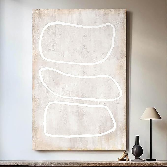 Office Deocrations Large Wall Decor Living Room Abstract Wall Art Neutral Pictures for Men Women Geometric Art Kitchen Artwork