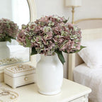 Kimura's Cabin 6pcs Fake Hydrangeas Flowers Vintage Artificial Silk Hydrangea Bouquets with Stems for Wedding Party Home Table Core Decoration (Green Purple, Pack of 6)