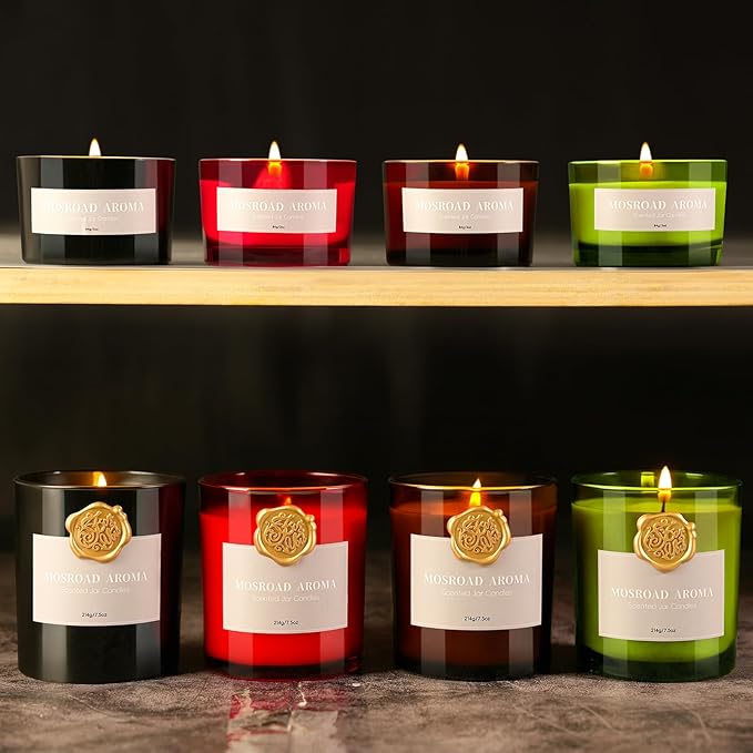 2-Pack Set Sandalwood Scented Candles for Men, Luxury Aromatherapy Candles for Home Scented, Natural Soy Fragrance Black Jar Candles, Gift for Men, Father, Husband