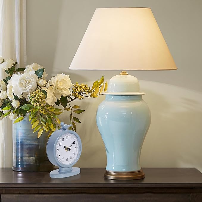 Mantel Clock, Classic Vintage Clocks and Decorative Shelf Decor, Silent Analog Desk Clocks with Light Vintage Metal Table Clock for Living Room Shelf Bedside Home Decor (Bright Blue)