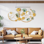Babyieia 3D Ginkgo Leaf Metal Wall Art Decor for Living Room, 59" Gold Wall Art Decorations, Large Modern Metal Wall Sculptures
