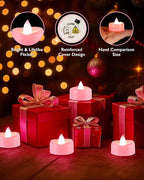 BEICHI Flameless Candles, Tea Lights Battery Operated, No Flickering Votive Candles LED Tea Lights for Halloween Christmas Wedding Home Decor (24 Pack, Pink)