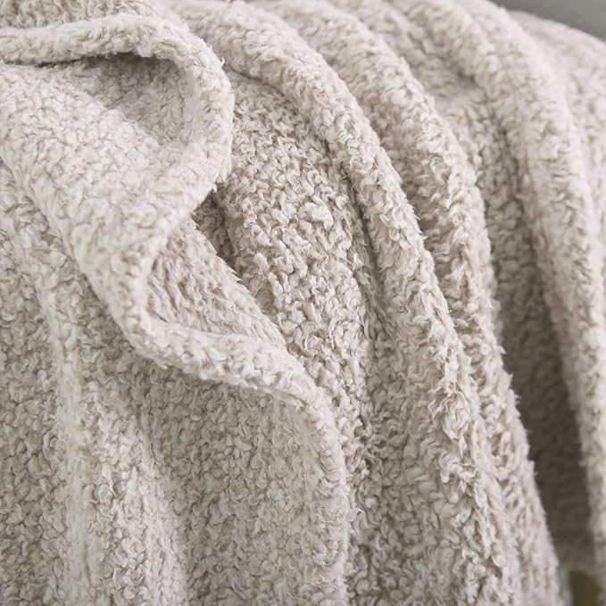 Ultra Soft Fleece Sherpa Blanket King Size, Lightweight Cozy Pattern Reversible Bed Blanket for All Season,2 Tones Ombre Light Brown,104”x90”