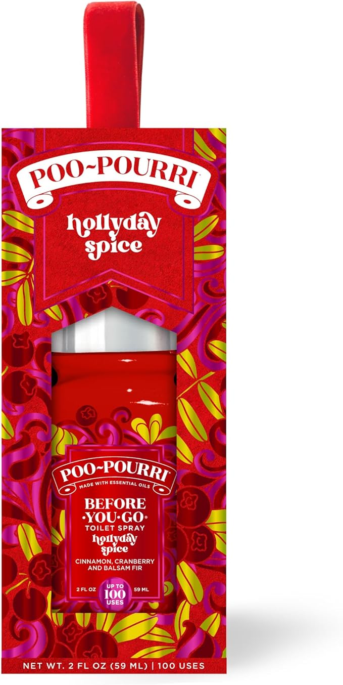Poo-Pourri Before-You-Go Toilet Spray, Hollyday Spice, 2 Fl Oz - Cranberry, Cinnamon, and Balsam Fir, 1 Count (Pack of 1)
