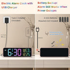 Peakeep Kids Digital Alarm Clock for Bedrooms, Date Day of Week Large Display Numbers 6 Brightness Dimmer, 5 Volume Loud for Heavy Sleepers, 8 RGB Colors Electric Desk Clock Battery Backup, Auto DST