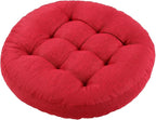 Meditation Floor Pillow, Round Floor Cushions for Adults, Button Tufted Seat Cushions for Yoga Tatami Living Room, Wine Red, 22 x 22 x 4 in