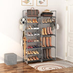 ROJASOP Shoe Rack, Shoe Storage Organizer for Closet Entryway Garage Bedroom, 8 Tier Tall Metal Shoe Shelf for 26-32 Pairs Boots & Shoes, Adjustable Shoe Stand for Small Space