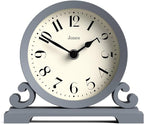 JONES CLOCKS® Saloon Mantel Clock | Traditional Double Scroll Design | French Navy | Contemporary Classic Style for Desk, Table, Shelf or Bedside