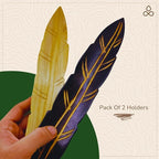Handmade Wooden Incense Holder - Pack of 2 Incense Holder for Sticks | Double Coloured Leaf Shaped Insence Trays | Natural Mango Wood Insence Holder for Relaxation and Meditation (10 Inch)
