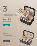 SONGMICS Jewelry Organizer Box, Travel Jewelry Case, 2-Layer Travel Case for Earrings, Necklaces, Bracelets - Portable Jewelry Storage with Large Capacity, Gift Idea, Ink Black UJBC166B01