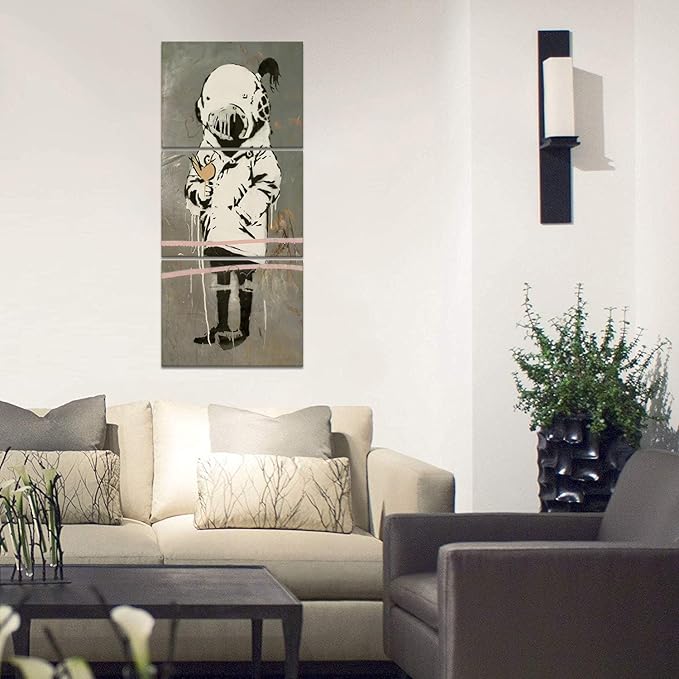 Novatique Graffiti Canvas Wall Art Banksy Wall Art for Living Room Modern Pop Graffiti Poster Abstract Girl Picture Print Home Decor for Office Living Room, 12" x 16" x 3Pcs