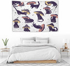 VUMIVI Funny Cat Mushroom Tapestry Retro 70s Hippie Style Cute Black Kitten Star Aesthetic Art Print Tapestry Wall Hanging for Living Room Bedroom Dorm Classroom Aesthetic Decor W60xL40in