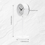 QIYAODECO® 3.2" Analog Alarm Clock,Small Retro Desk Clock Battery Operated,Slient Metal Table Clock with Light for Living Room Decor,Bedroom,Bedside,Shelf (White)