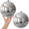 Silver 8.0" Extra Large Christmas Ornaments - Christmas Tree Decoration Balls Shatterproof Hanging Shiny Balls for Birthday Holiday Wedding Decorations Set of 2pcs