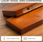 Homeforia Oak Floating Shelves 42 inch Long, High End Solid Real Wood 42inch Floating Shelf for Wall Mounted, Honey Oak Wooden 42in Floating Shelves, Heavy Duty Bracket, 42 X 6.5 X 1.75 in, Set of 2