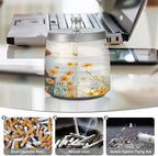 Cute Highland Cow Daisies Ashtray with Lid, Outdoor Ashtrays for Patio, Stainless Steel Ashtray Odorless Smokeless for Home Office Balcony
