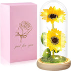 Valentines Day Rose Gifts for Her,Valentines Gifts for Women,Valentines Birthday Gifts for Women,Valentine's Day Flowers Gifts for Mom Girlfriend Wife,Sunflower In A Glass Dome Gifts for Valentine Day