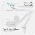 Brightech LightView Pro XL Magnifying Desk Lamp with Clamp, Adjustable Magnifying Glass with LED Light for Crafts, Reading, Close Work, Dimmable Light Magnifier with Wide Glass Lens