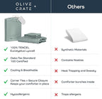Olive + Crate Tencel Eucalyptus Cooling Duvet Cover Set - Hypoallergenic, Lyocell Tencel Duvet Cover - Temperature Regulating with Hidden Button Closure & Corner Ties - Oversized King [Eucalyptus]