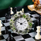 Mini Tabletop Clock, Decorative Vintage Floral Metal Table Clock with Battery Operated for Bedside, Table, Living Room, Home and Office