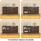 FATORRI Bench with Shoe Storage for Entryway, Wooden Shoe Benches with Flip Door and Drawers, Entry Way Shoes Organizer Cabinet for Living Room Mudroom (Dark Walnut)