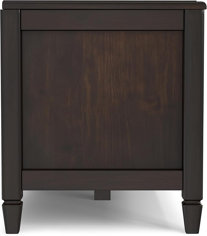 SIMPLIHOME Connaught Storage Bench - 36 inch Wide Solid Wood Small Trunk Bench in Chestnut Brown, Traditional Bench for Entryway with Lift-Up Lid and Dual Hidden Compartments