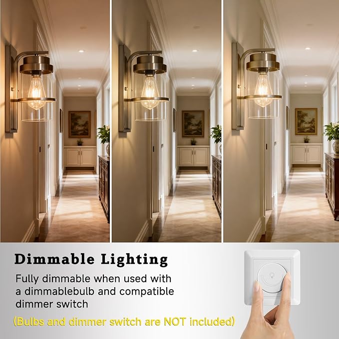 Brushed Nickel Wall Sconces Light,Modern Wall Sconces Bathroom Light Fixtures,Sconces for Small Rooms,10.2'' Beside Lights Wall Mounted (No Bulbs)