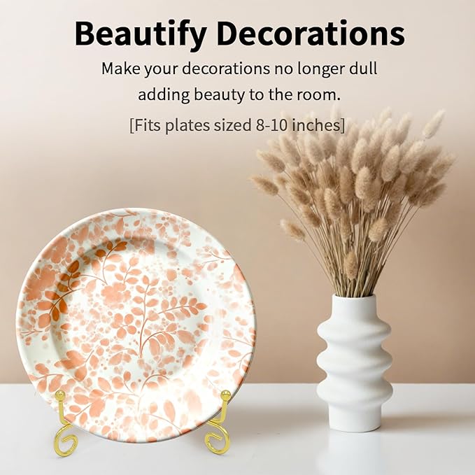 Iron Plate Stands for Display, Foldable Book Holder & Easel Stand for Sign, Versatile Poster Stand and Small Plate Stand for Home Decor, Art, Photo Frame, Card, Crystal Display (Gold, 8 inch (4Pcs))