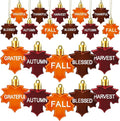 JULMELON 24Pcs Fall Thanksgiving Maple Leaf Ornaments Maple Leaves Tree Decorations Autumn Harvest Hanging Ornaments with Rope Maple Pendant for Farmhouse Rustic Party Favors Craft Supplies