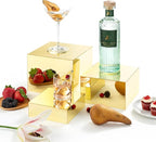 Red Co. Set of 3 Glossy Gold Acrylic Cube Display Nesting Risers with Hollow Bottoms