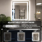 30"x36" LED Bathroom Mirror with Lights, Front and Backlit Mirror, Anti-Fog Vanity Mirror with Lights, Stepless Dimmable LED Mirror, 3 Colors Smart (Horizontal/Vertical)
