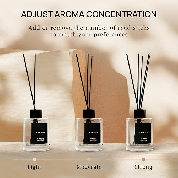 VINEVIDA Reed Diffuser for Home & Bathroom | Long-Lasting Scent Sticks Set | Oil Stick Diffuser | Bathroom Scent - Room Fragrance No. 1206