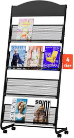 Yinghao Floor Standing Magazine Rack, 4 Layer Iron Magazine Rack Floor, Suitable for the Display of Brochures or Documents in Exhibitions, Shopping Malls, Hospitals, Offices