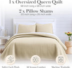 Southshore Fine Living, Inc. Quilts, Full/Queen Size Quilt Bedding Set, Easy Care Stain & Pet Hair Resistant Bedding, Coverlet Queen Size/Full Size Beige Bedspread with 2 Pillow Shams, Soft Sand