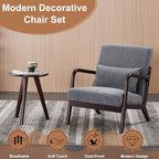 KEIKI Mid-Century Modern Upholstered Accent Chair with Accent Table, Seating Set for Home