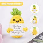 WASTIME Funny Knitted Wool Doll Toy with Positive Card - Creative Cute Mini Crochet Positive Potato Dolls Cheer Up Gift for Family Kids Friends Encouragement Decoration (Potato & Pineapple)